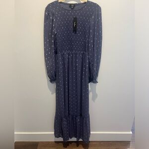 Lulu’s NWT blue and silver long sleeve smocked dress